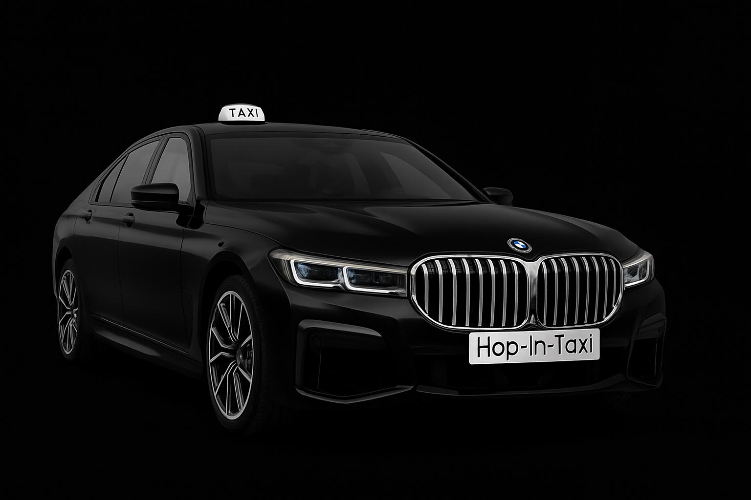 Hop-in-Taxi BMW 7 Series executive taxi serving Midsomer Norton, Radstock and Bath